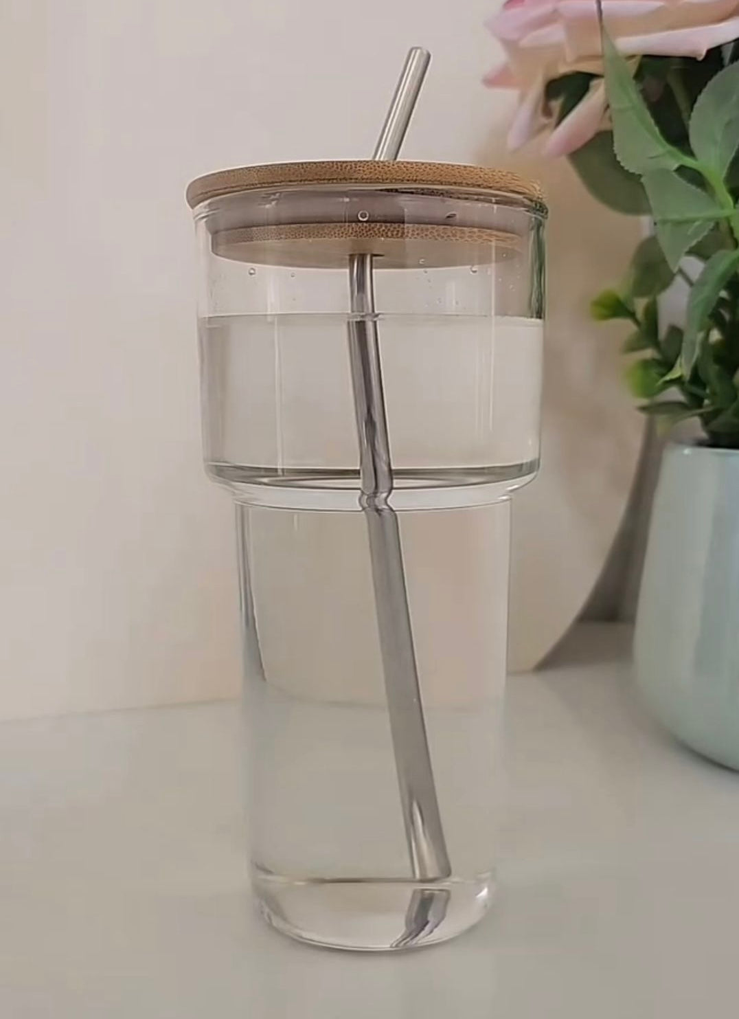 Glass Tumbler – Bamboo Lid & Steel Straw