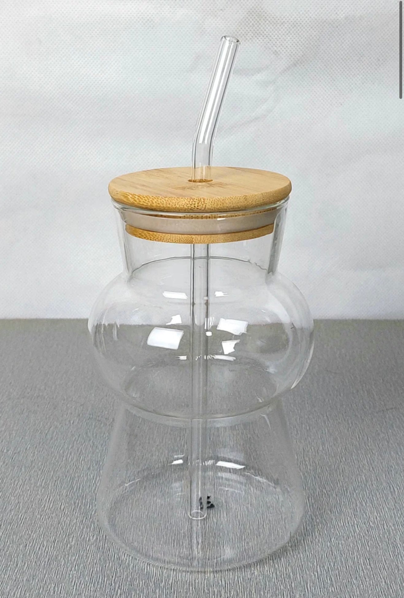 Curvy Glass Tumbler with Bamboo Lid & Reusable Glass Straw – 500ml | Aesthetic Iced Coffee Cup