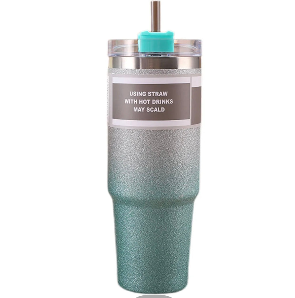 Glitter Ombre Stainless Steel Tumbler with Straw