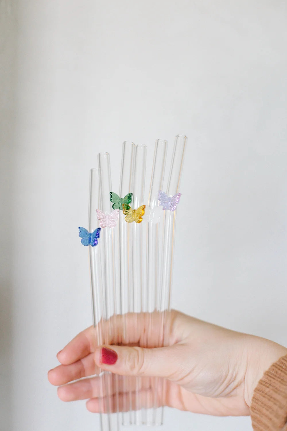 Butterfly Glass Straw 5xGlass Straw+1xBrush - Set of 6 in Pakistan