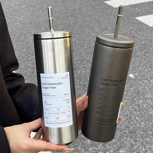 Stainless Steel American Thermos Cup with Straw – 600ml
