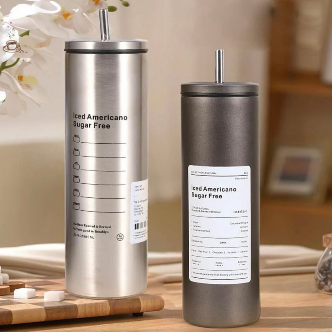 Stainless Steel American Thermos Cup with Straw – 600ml