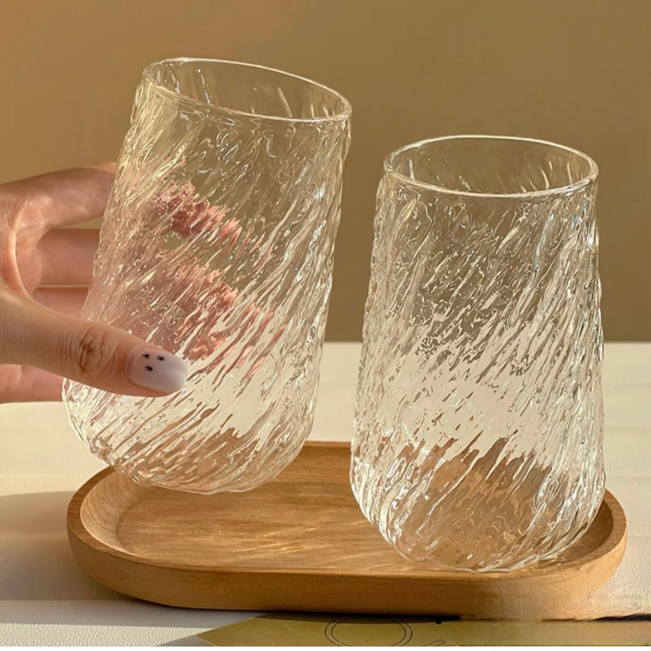 Textured Wave Glass Cup – 300ml