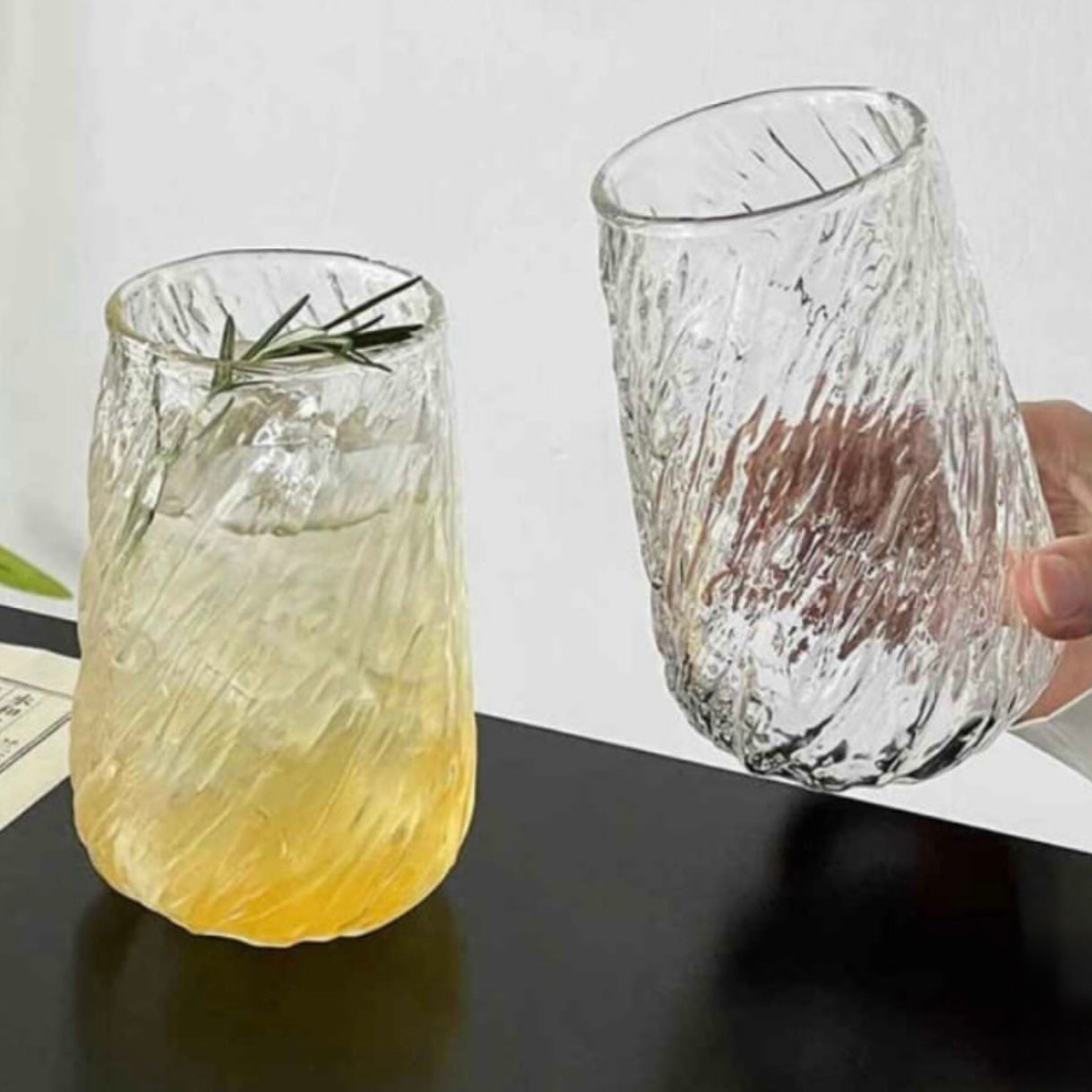 Textured Wave Glass Cup – 300ml