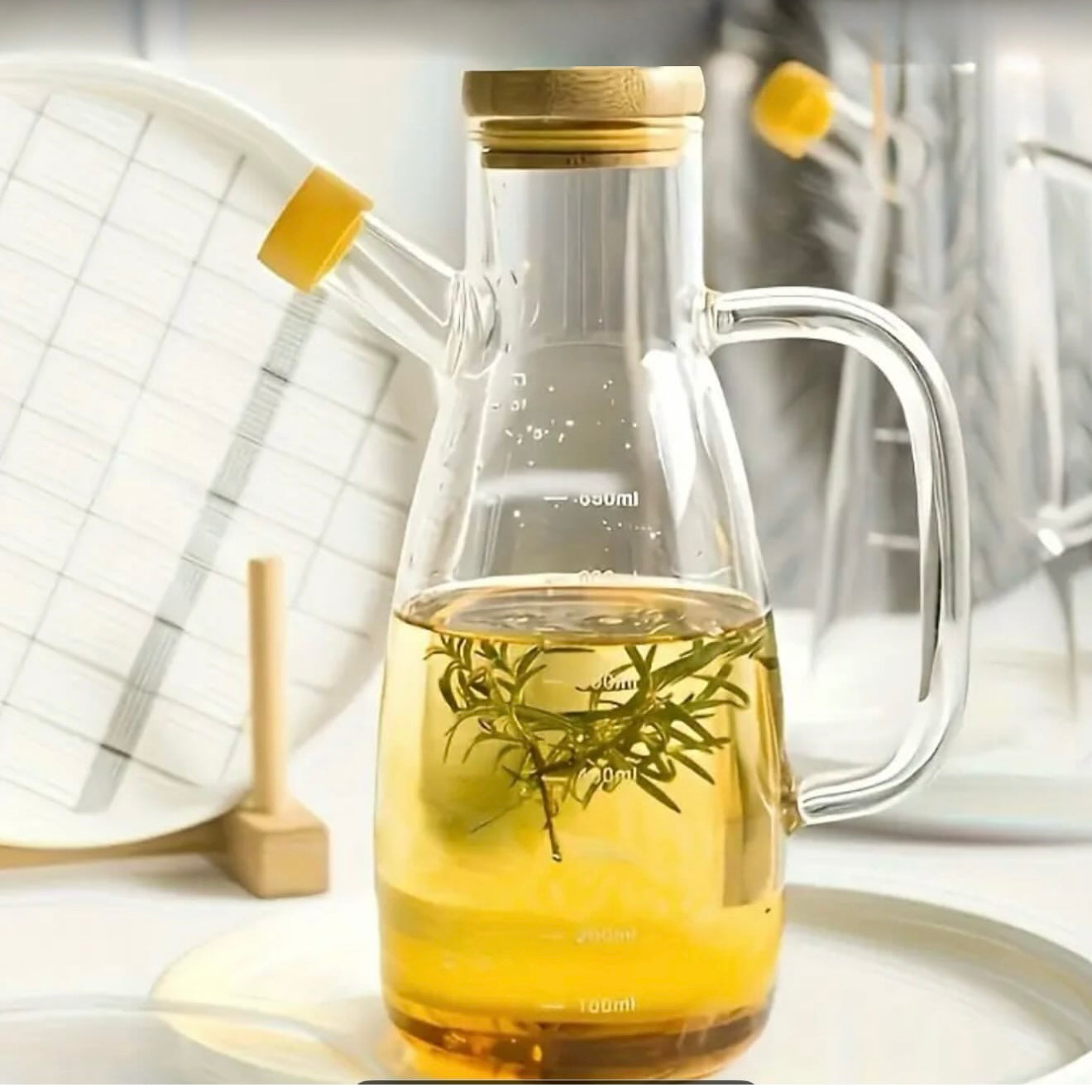 Clear Borosilicate Glass Oil & Vinegar Drizzle Bottle – Kitchen Pot