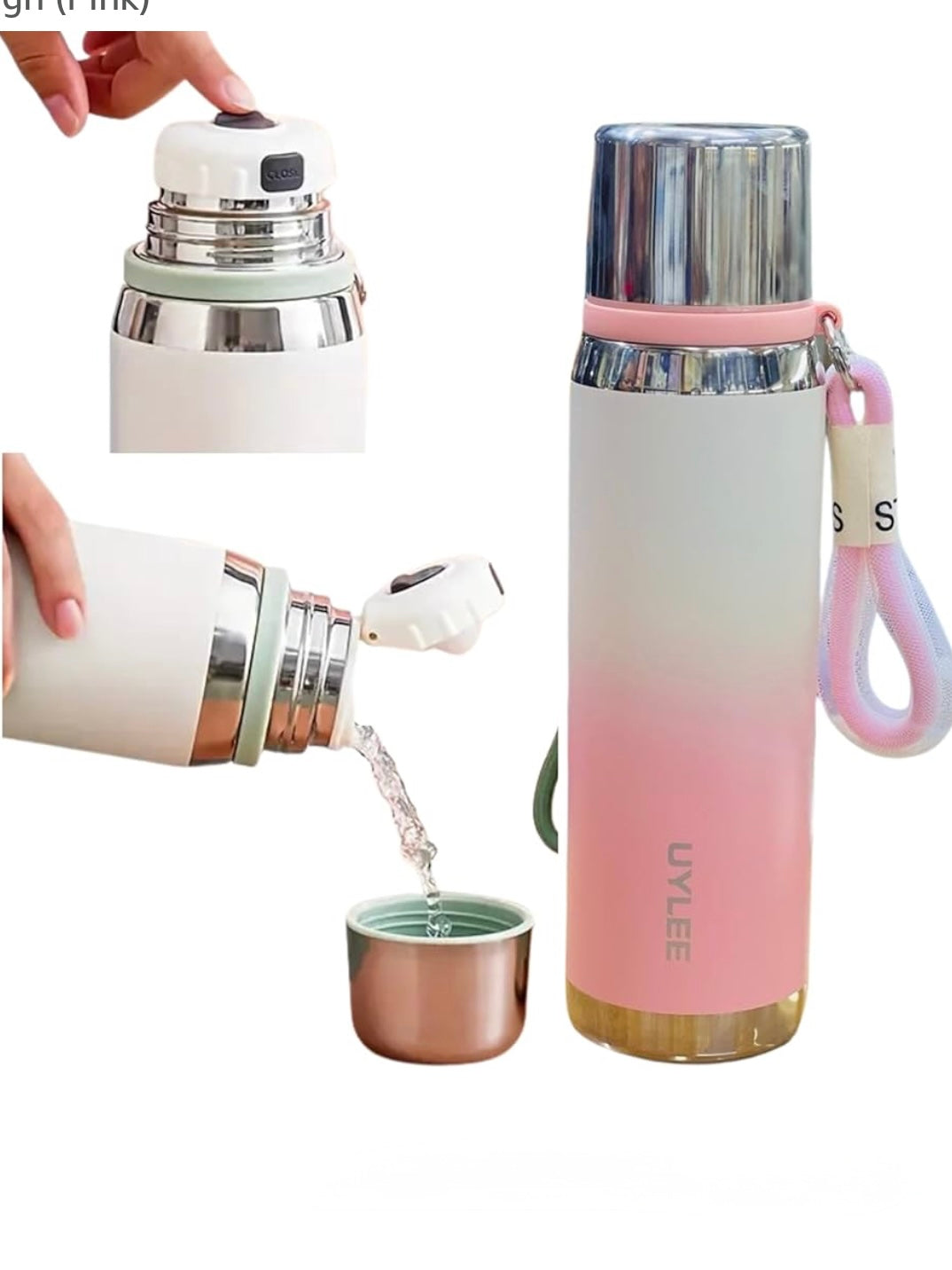 UYLEE Stainless Steel 800ml Water Bottle Insulated Water Bottle for School, Office, gym, Double Wall Water Flask Thermos Flask for Hot&Cold Sports Water Bottle Leak Proof