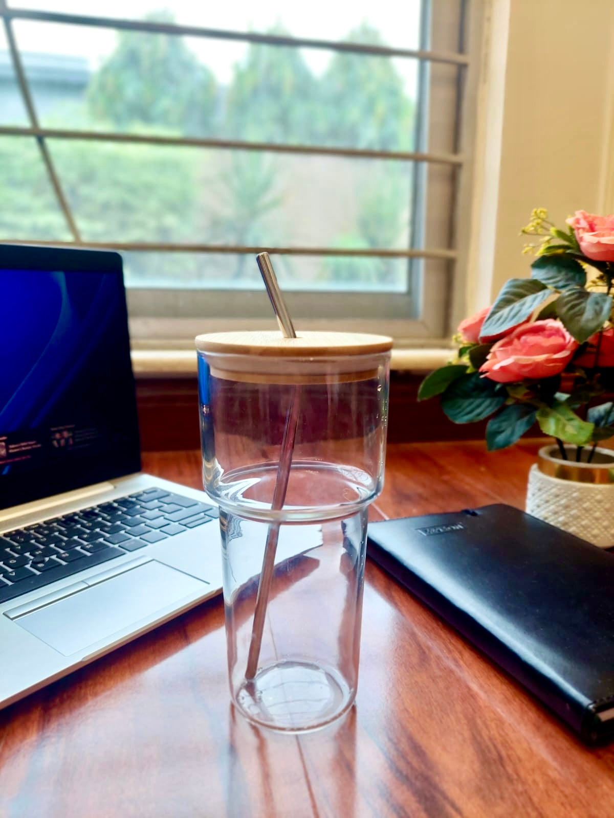 Glass Tumbler – Bamboo Lid & Steel Straw